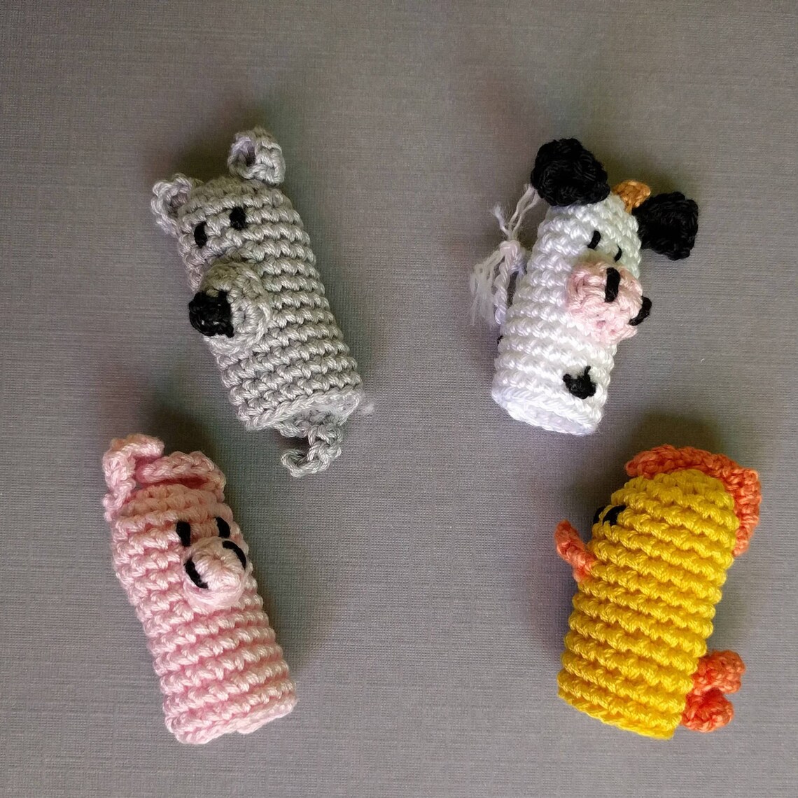Set of 4 Farm Animal Finger Puppets Set Farm Animal Crochet Etsy