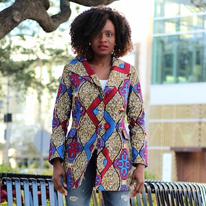 Dami Double-Breasted Mini African Print Blazer Dress