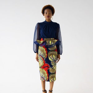 Sola Organza Peplum African Print Midi Pencil Skirt image 5