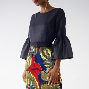 Akachi Bell Sleeve African Print Midi Dress image 4