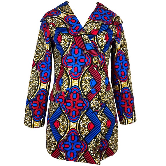 african print blazer dress