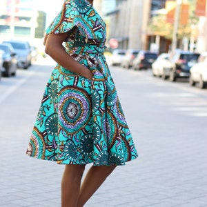 Cecey African Print Wrap Dress Teal image 3