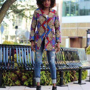 Dami Double-Breasted Mini African Print Blazer Dress image 2