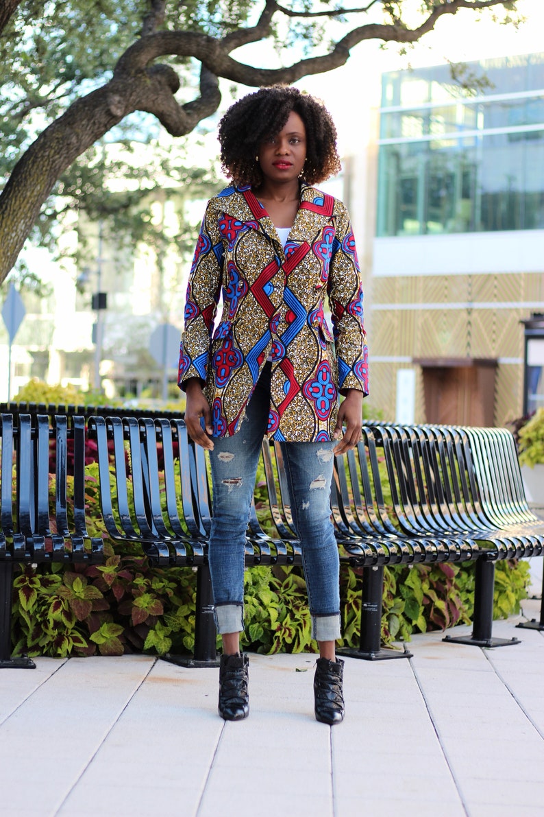 Dami Double-Breasted Mini African Print Blazer Dress image 2