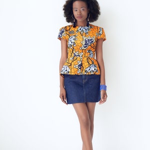 Jodi African Print Peplum Top Yellow image 2