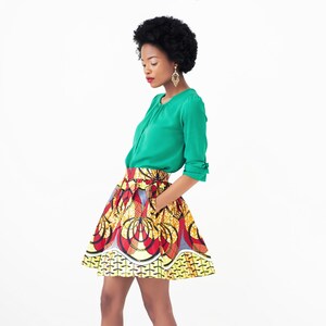 Waju African Print Mini Skirt Red image 3
