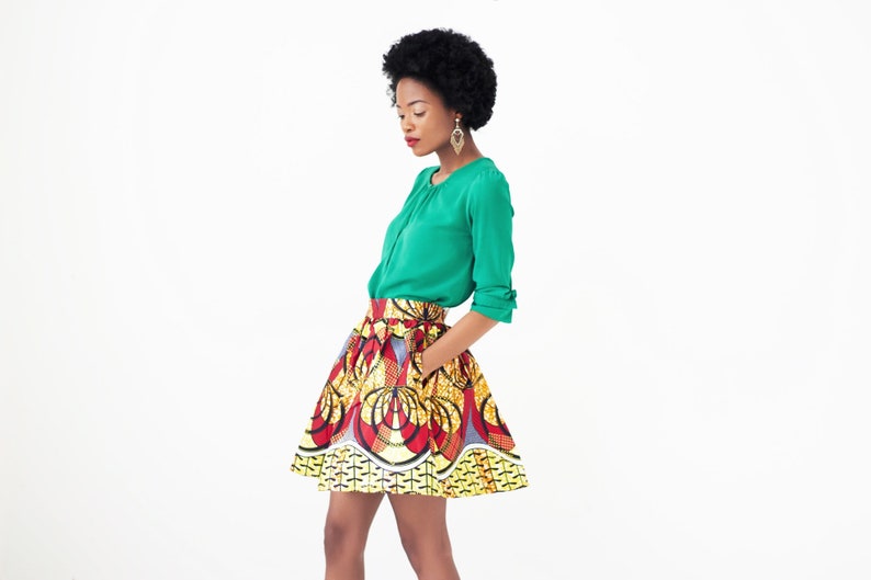 Waju African Print Mini Skirt Red image 3