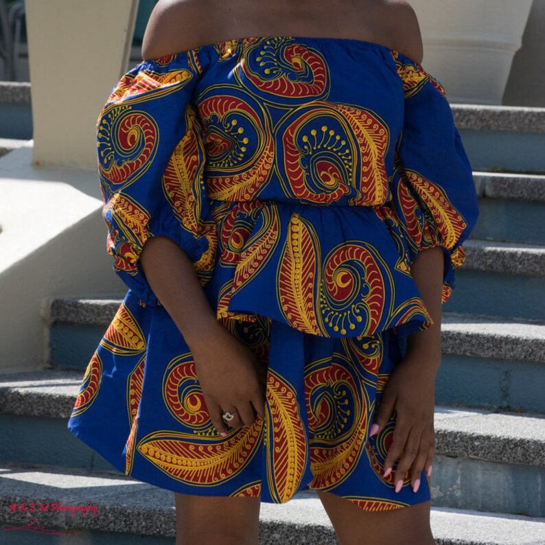 Waju African Print Skirt Blue image 3