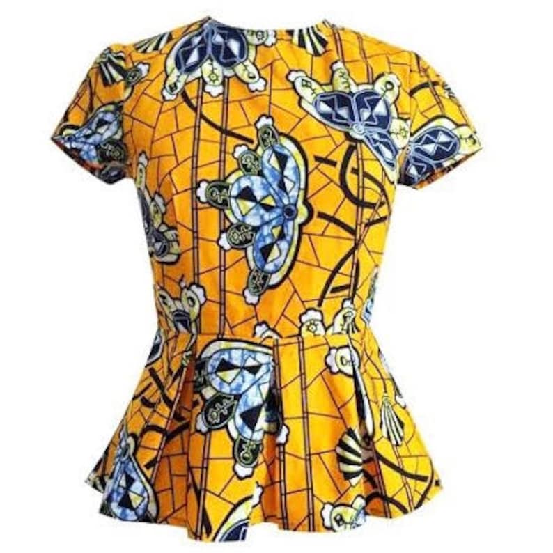 Jodi African Print Peplum Top Yellow image 1