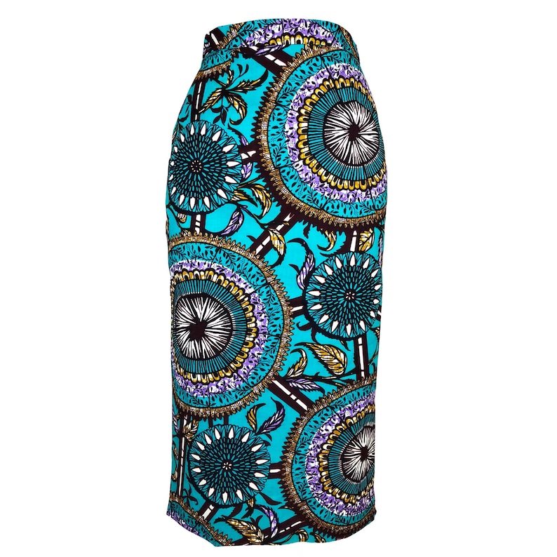 Kenny African Print Midi Pencil Skirt Teal image 2