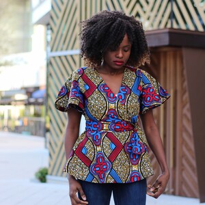 Ife African Print Wrap Top