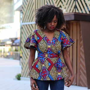 Ife African Print Wrap Top image 2