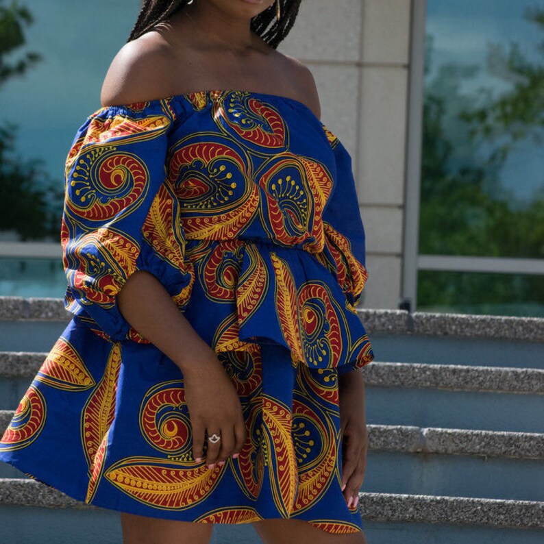 Waju African Print Skirt Blue image 2
