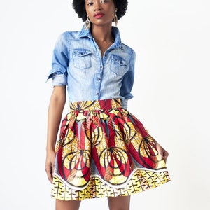 Waju African Print Mini Skirt Red image 2