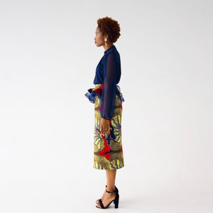 Sola Organza Peplum African Print Midi Pencil Skirt image 4