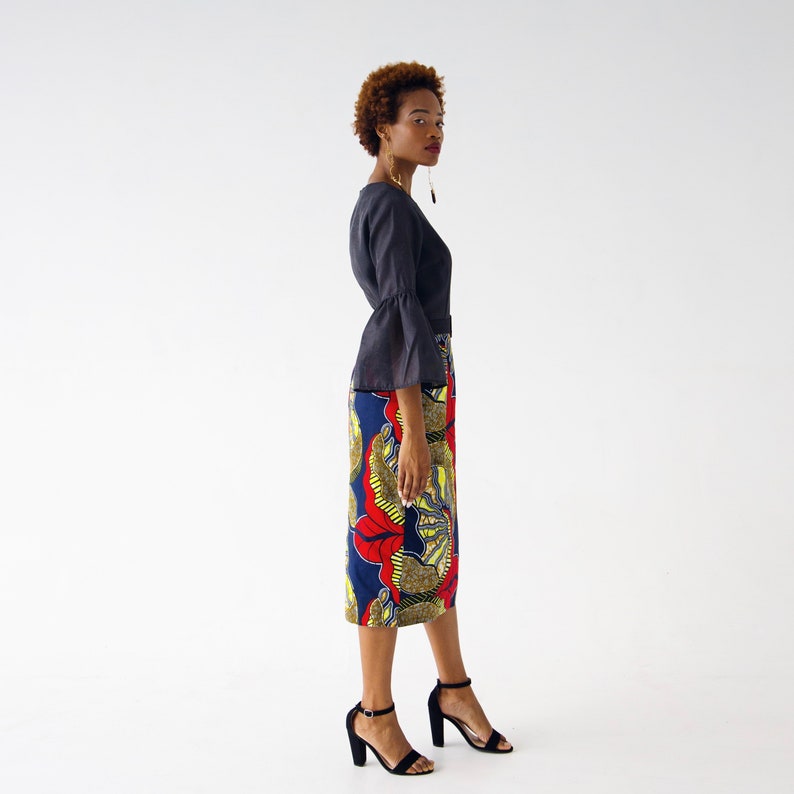 Akachi Bell Sleeve African Print Midi Dress image 3