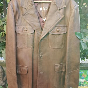 veste en cuir Regency vintage fabriquée au Canada taille M/L, années 1970