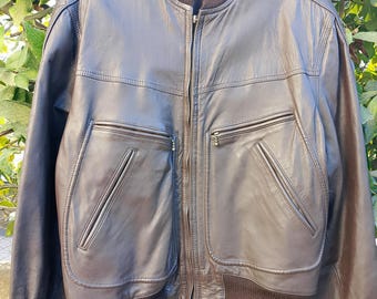 Vintage 90s leather jacket size M / L dark brown
