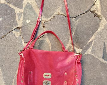 skórzana torba na ramię, vintage, wyprodukowana we Włoszech