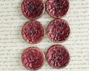 6 buttons made of vintage metal work made in italy, 1950s