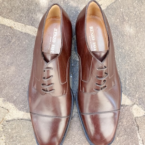 Derby-style leather lace-ups by Renzo Favero, Italian craftsmanship, vintage, made in Italy, size 8.5