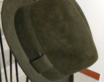 Vintage Borsalino Felt Bowler Hat, Forest Green, Made In Italy, EUC Alessandria Traveller Safari Brim Fur Felt Hat BORSALINO  main image 2