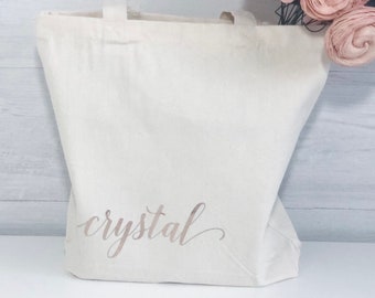 Bridesmaid Tote Bag, Personalized Gifts for Women, Custom Name Tote, Matron of Honor Gift on Wedding Day, Bridal Party Gifts, Eco Friendly