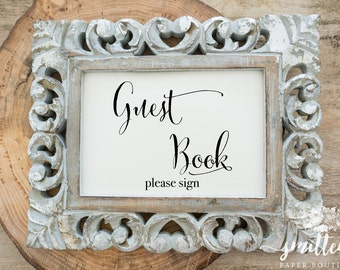 Wedding Reception Sign | Guest Book | Please Sign | Reception Decorations | Paper Sign | Calligraphy | S04