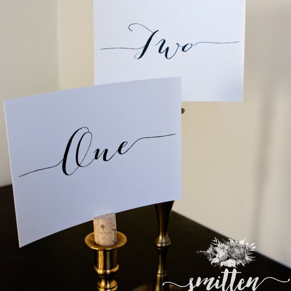 Modern & Rustic Table Numbers | Event | Wedding | Engagement | Shower | Classy | Elegant | Card stock Centerpiece |  Calligraphy | SET OF 10