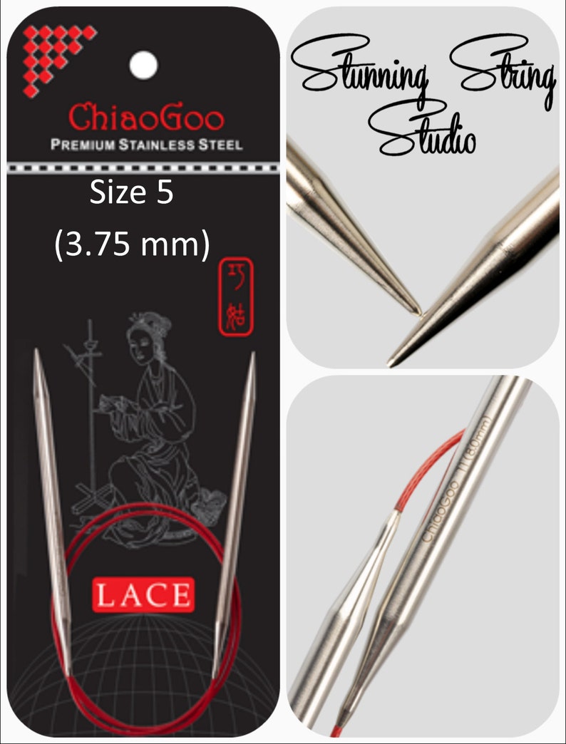 US 5 3.75mm Chiaogoo Red Lace Circulars Choice of Length image 1