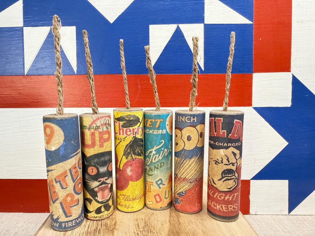 Mini Firework Set Set #3 Mini Faux Fireworks ~ 4th of July Decorations ~ Wood ~ Set of 6/ ...