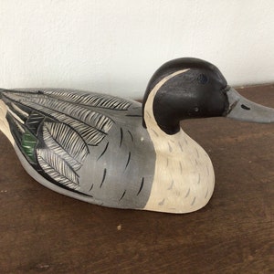Vintage Hand Carved NJ Black Head Duck Decoy