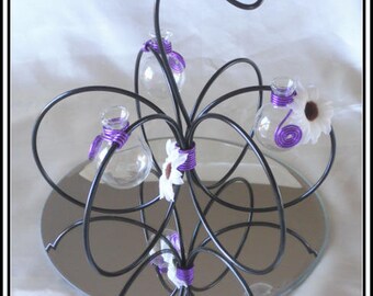 black and purple vase centerpiece