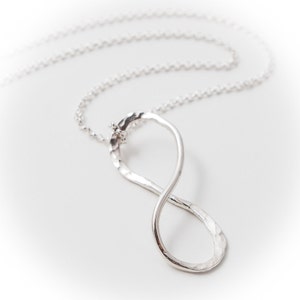 infinity necklace, hammered and handmade from sterling silver, gift for her