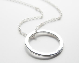 silver circle, small sterling silver pendant, gift for her