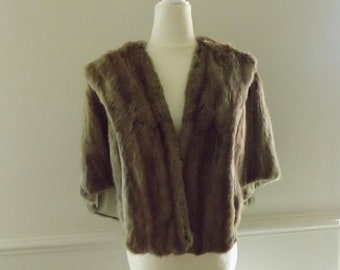 Vintage Mink Fur Capelet | Brown Fur Wrap | Mink Wedding Cape |  Mid Century Fur Wrap | Holiday Formal Wear