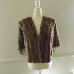 Vintage Mink Fur Capelet | Brown Fur Wrap | Mink Wedding Cape |  Mid Century Fur Wrap | Holiday Formal Wear