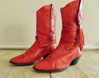 red fringe boots