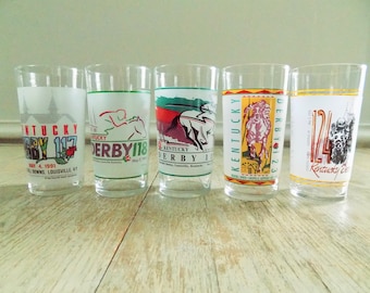 Vintage Kentucky Derby Glasses 1990s | Churchill Downs Official Derby Commemorative Glasses 1991 1992 1993 1997 1998 | Julep Cups