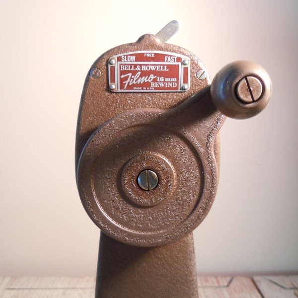 Vintage Bell & Howell Filmo 16mm Film Reel Rewinder - Manual Movie Projector Film Rewind