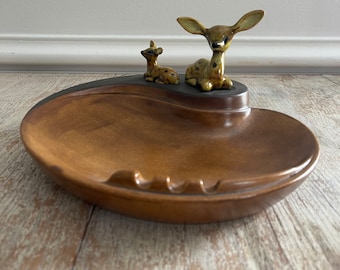 Vintage Holland Mold Deer Ceramic Ashtray | MCM Kitschy Deer Woodland Hobbyist Ashtray | Tobacciana | MCM Christmas Deer