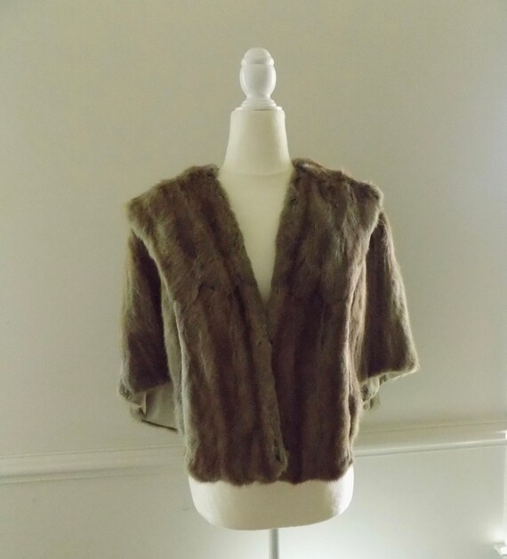 Vintage Mink Fur Capelet | Brown Fur Wrap | Mink … - image 1