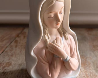 Vintage Lefton Virgin Mary Handpainted Christopher Collection Figure | Blessed Mother Pastel Statue | The Madonna | First Communion