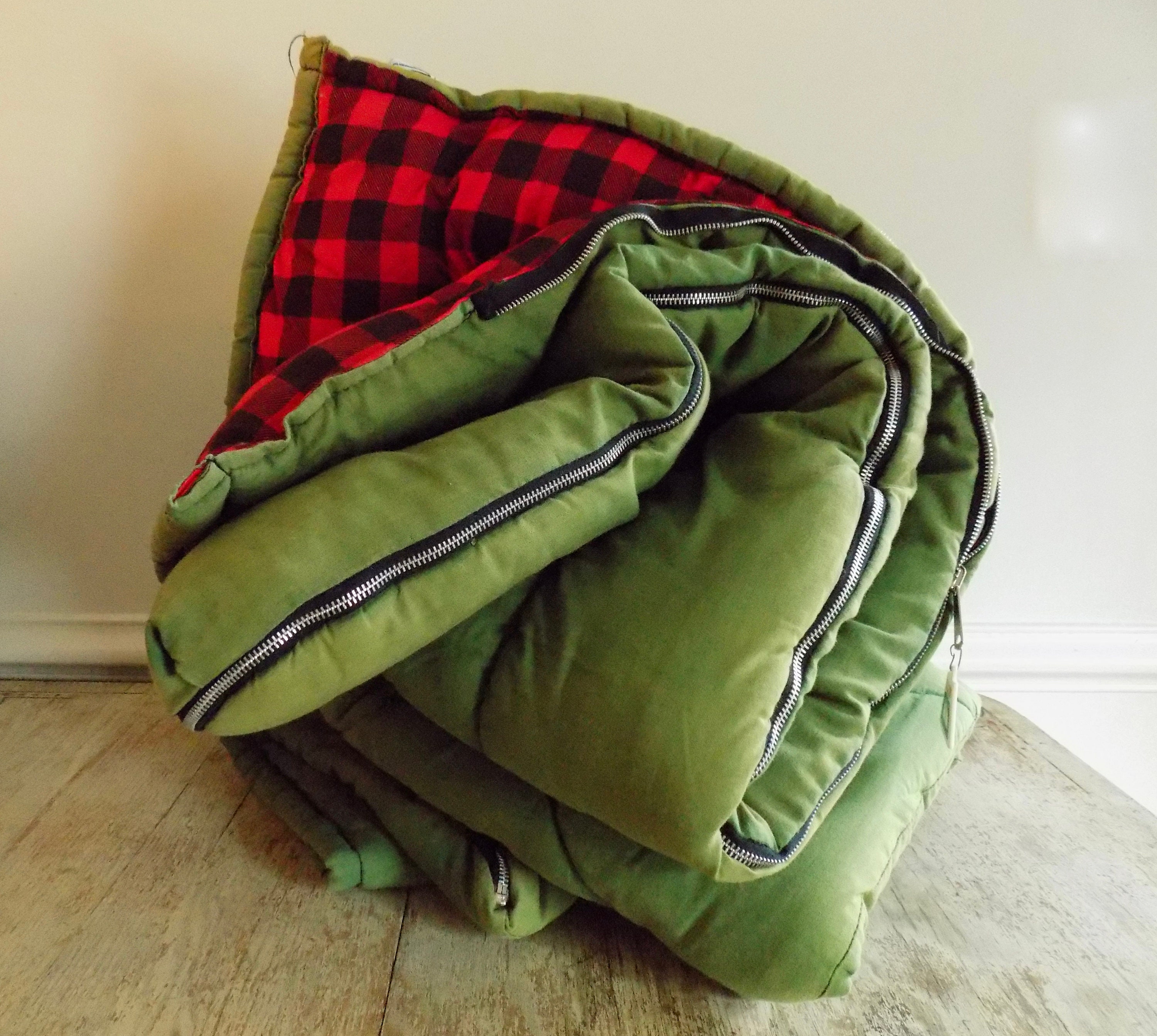 Vntage Coleman Buffalo Plaid Sleeping Bag C1988 Soft Shell Adult