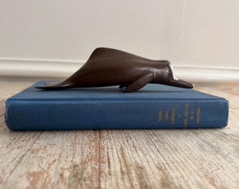 Vintage Signed Wood Dolphin Figurine Ironwood | Nautical Home Decor Sea Life Artist Original Figural | Coastal Home