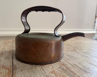 Antique 1800s Copper Tea Kettle No Lid | Small Victorian Teapot Rustic Primitive Cookware