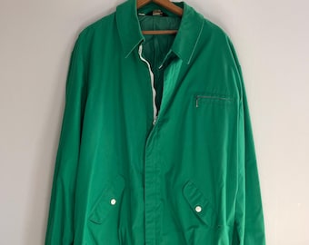 Vintage JcPenney Green Harrington Bomber Jacket Mens L/XL | 1980s Cotton Twill Golf Windbreaker | Masters | Caddyshack | Streetwear