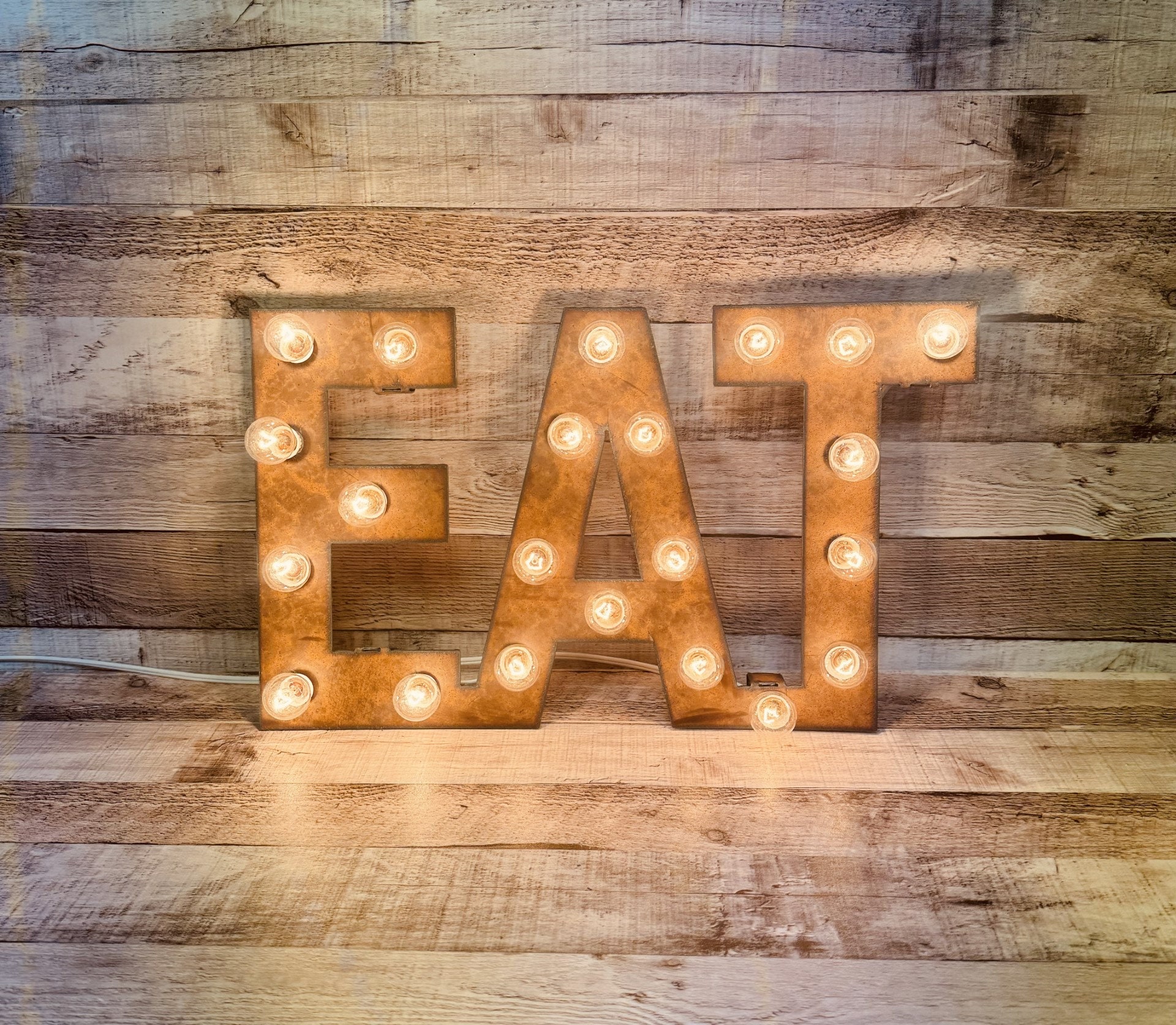 Eat Lighted Marquee Rustic Metal Restaurant Diner Lodge Sign - Etsy