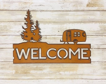 Camper trailer Horizontal Welcome Sign made in the usa