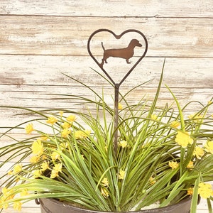 Heart outline with Dachshund Garden Plant Stake Dachshund Memorial Wiener Dog Gift